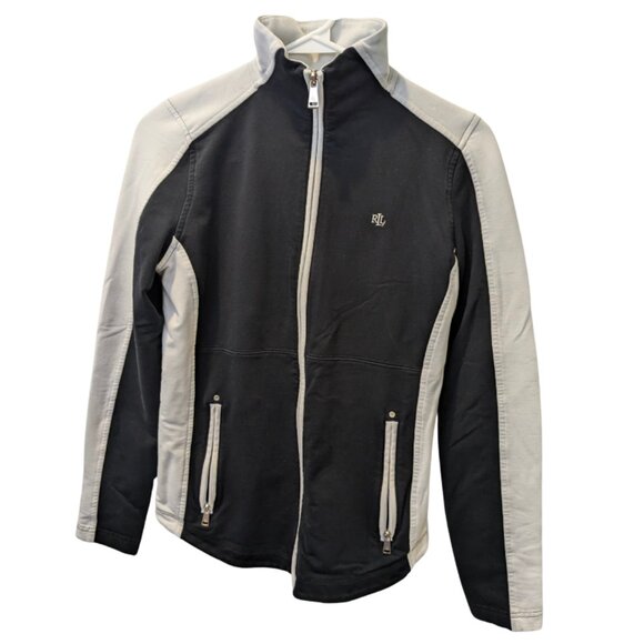 Lauren by Ralph Lauren Black and White Zipper Athletic Jacket Women's Size Small - Picture 1 of 16